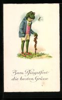 Frosch beim Spaziergang, vermenschlichte