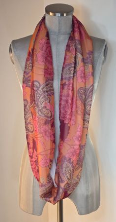 seidiger Rundschal Loop unterfüttert apricot pink lila beige