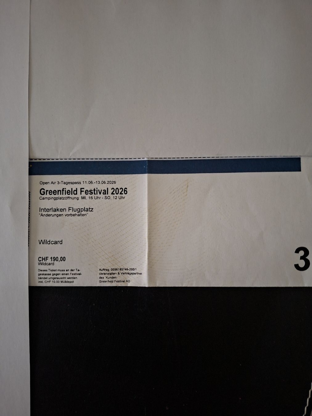 Biglietti: Greenfield 3 Tagespass – Usato da Brügg BE venduto da Marvel_DC