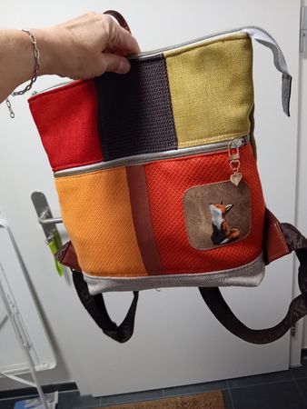 Rucksack Damen Patchwork Design Fuchs Motiv mehrfarbig