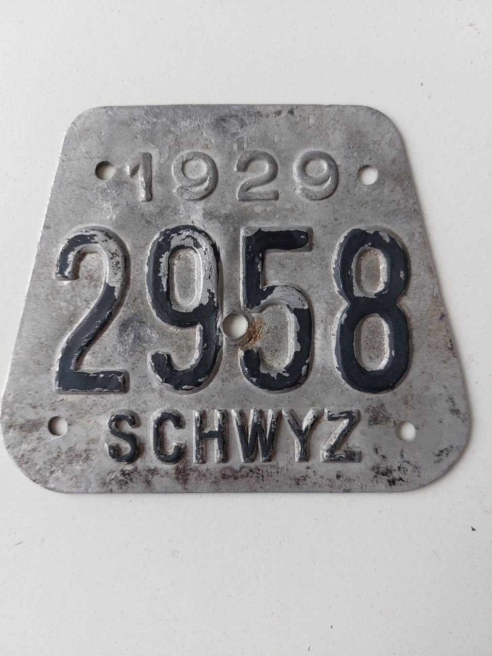 Sachs Insegne: Velonummer SZ 29 Schwyz 1929 plaque Velo – Usato da Schenkon venduto da Uhu007