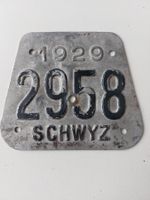 Velonummer SZ 29 Schwyz 1929 plaque Velo