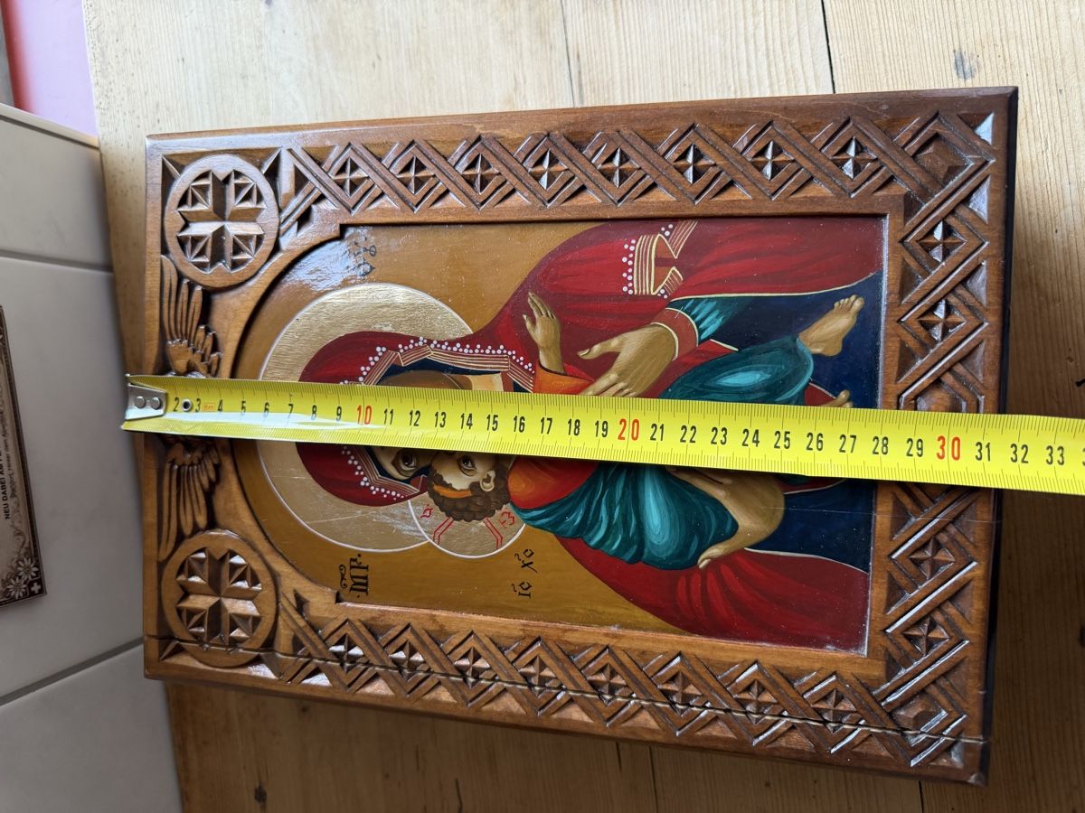 Statuette: Ikon Madonna mit Kind geschnitzt Holz bemalt – Usato da Plasselb venduto da SeislerBrocki 4
