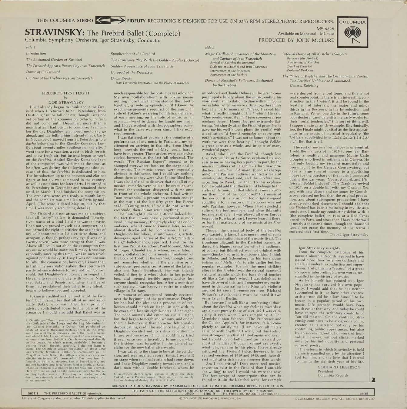 Schallplatten: Columbia MS 6328 / Stravinsky / The Firebird – Gebraucht aus Brunnen von Techfreak1 1