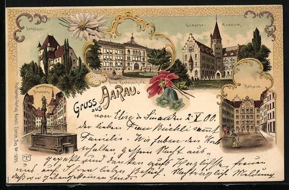 Cartes postales: Litho Aarau, Neue Kantonschule, Gewerbe- – D'occasion à Berlin par bartko-reher