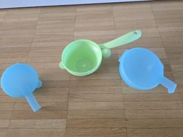 Tupperware 3er Set .Vergissmeinnicht und kl.Sieb
