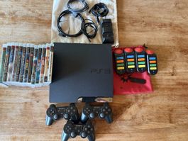 Sony PS3 Slim 160GB + 3 Controller + Buzz!Buzzer + 13 Spiele