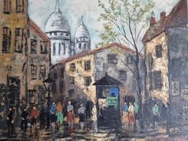 F.MOOSBRUGGER Pariser Strassenszene Gemälde  Signiert