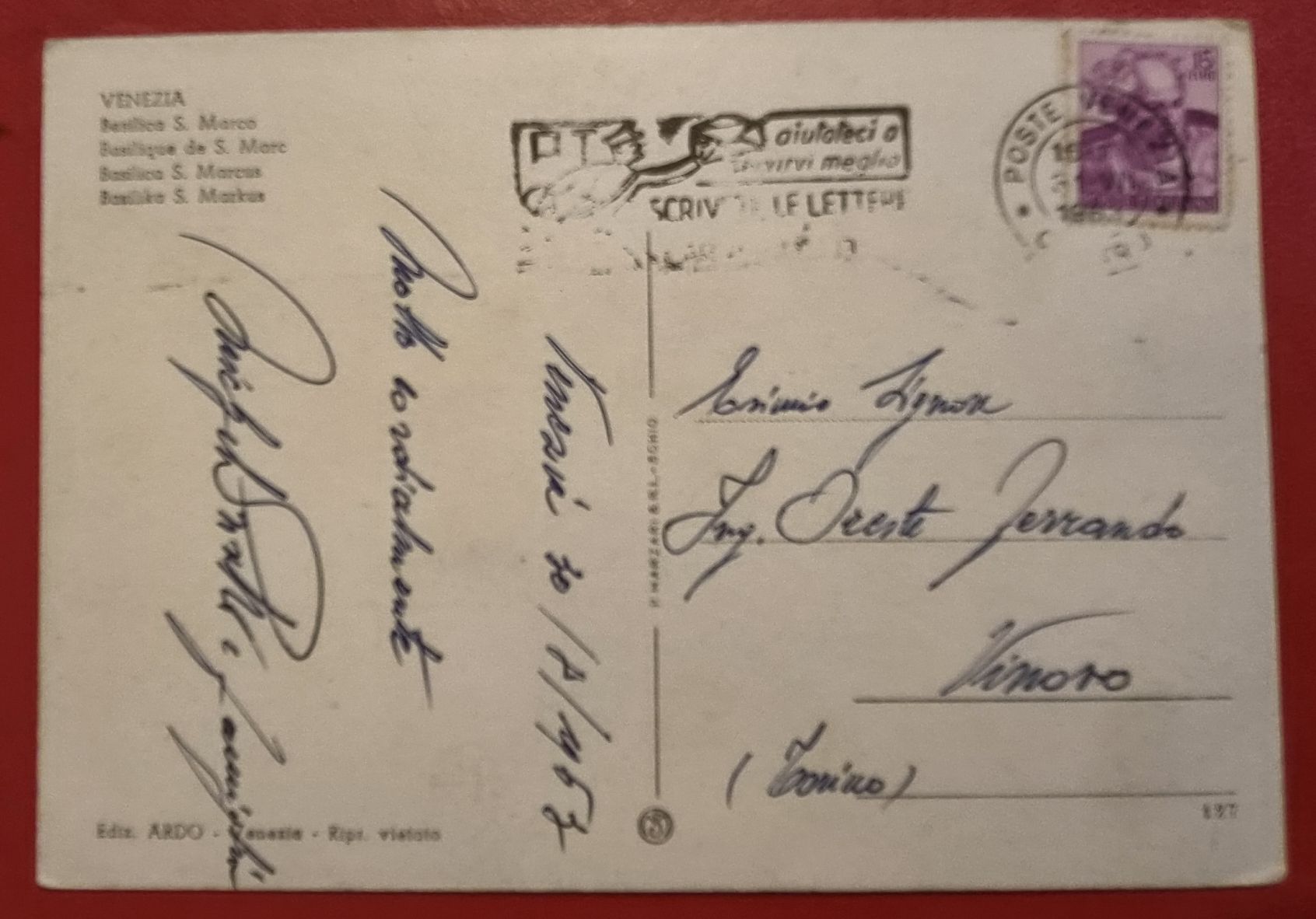 Cartoline postali: Venezia Markusdom 1963 – Usato da Melchnau venduto da Arthurius 1