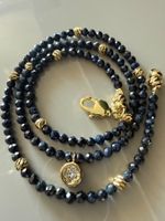 SAPHIR Kette Halskette Edelstein Collier Halsschmuck 45 cm