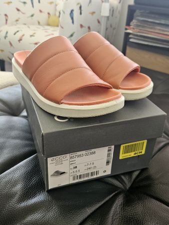 Ecco apricot leather slides