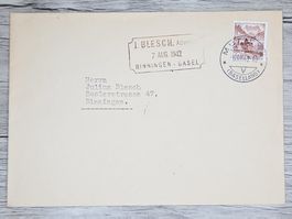 CL01 Enveloppe + Timbre Suisse 1942
