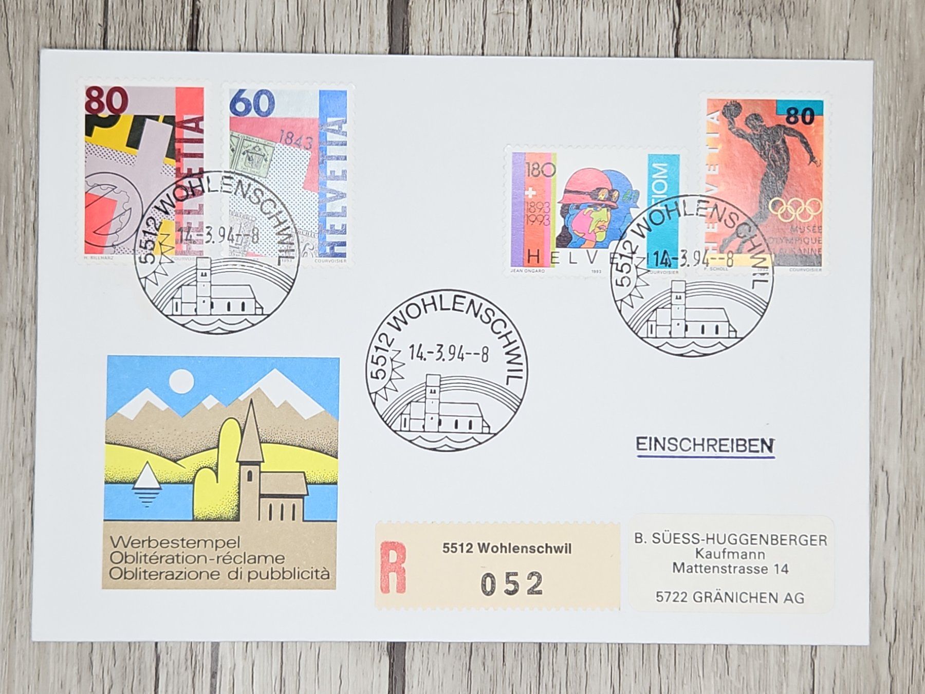 Tutti i francobolli: CL11 Enveloppe + Timbre Suisse 1994 – Usato da Cousset venduto da Patrick_Collections