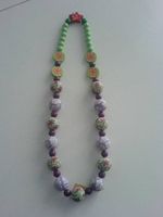 Collana di perle in fimo - "verde-lilla"