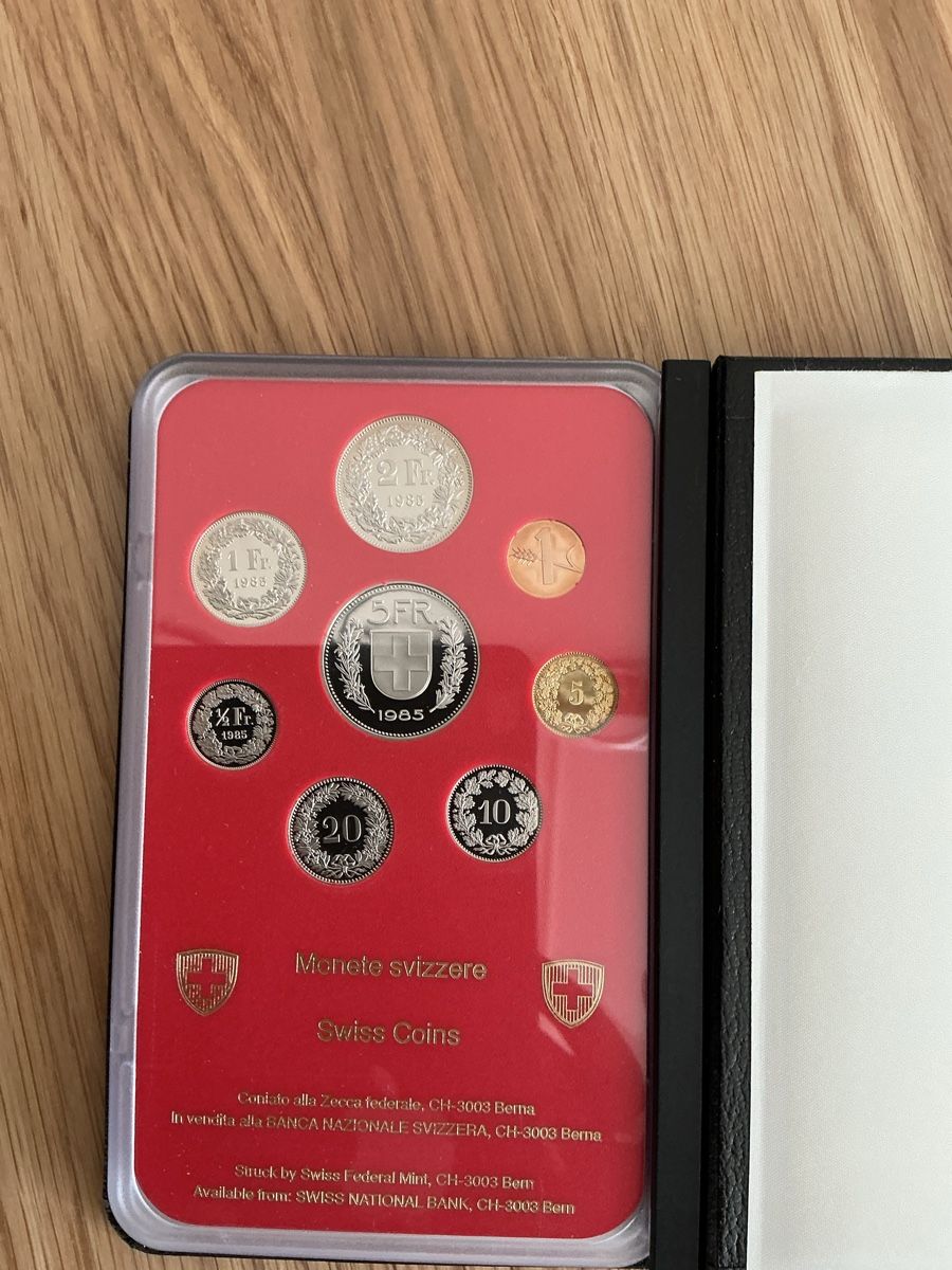 Alle Münzen: Schweizer Münzsatz 1985 Polierte Platte OVP  – Neu und originalverpackt aus Basel von triniswiss68 6