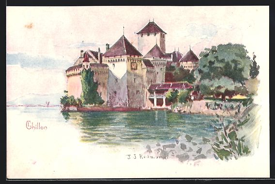 Cartoline postali: Chillon, Uferpartie mit Blick zum Schlos – Usato da Berlin venduto da bartko-reher
