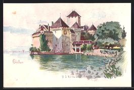 Chillon, Uferpartie mit Blick zum Schlos