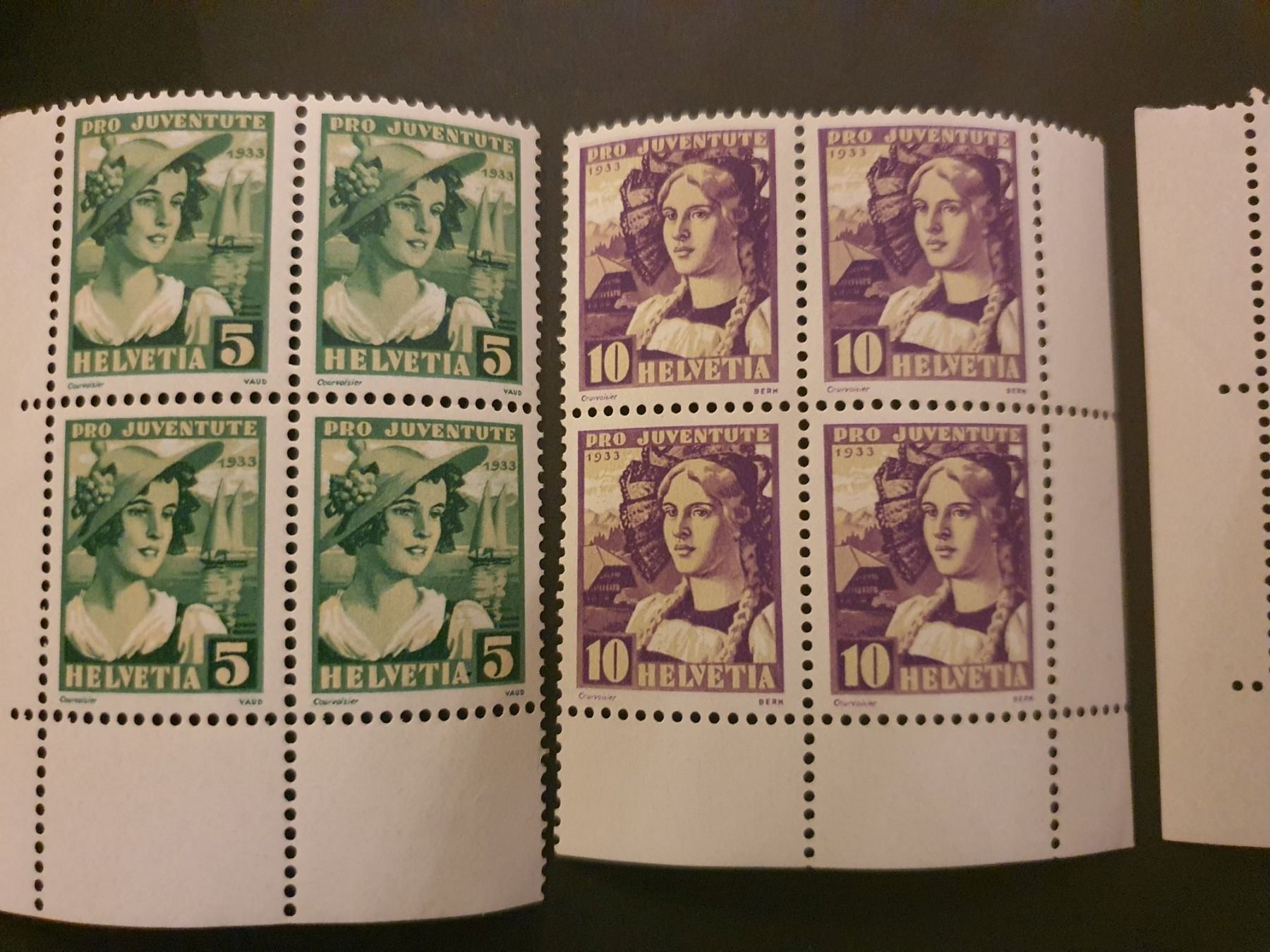 Tutti i francobolli: 1933 pro juventute 3x 4er postfrisch – Usato da Baden venduto da swiss-alps 1