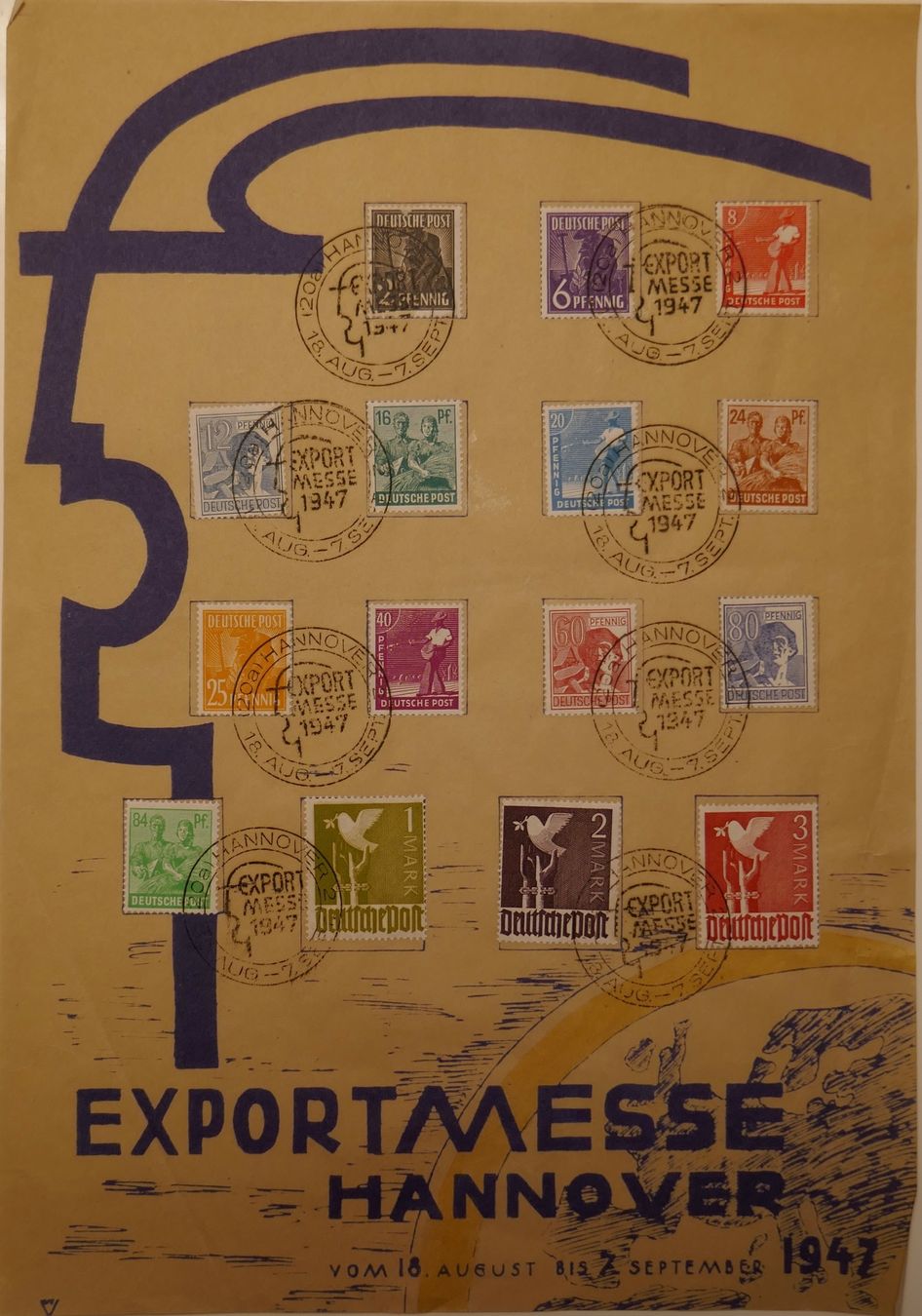 Tutti i francobolli: GEDENKBLATT - MIT SATZMARKEN EXPORTMESSE HANNOVER 1947 – Usato da Möhlin venduto da PHILABARTIS