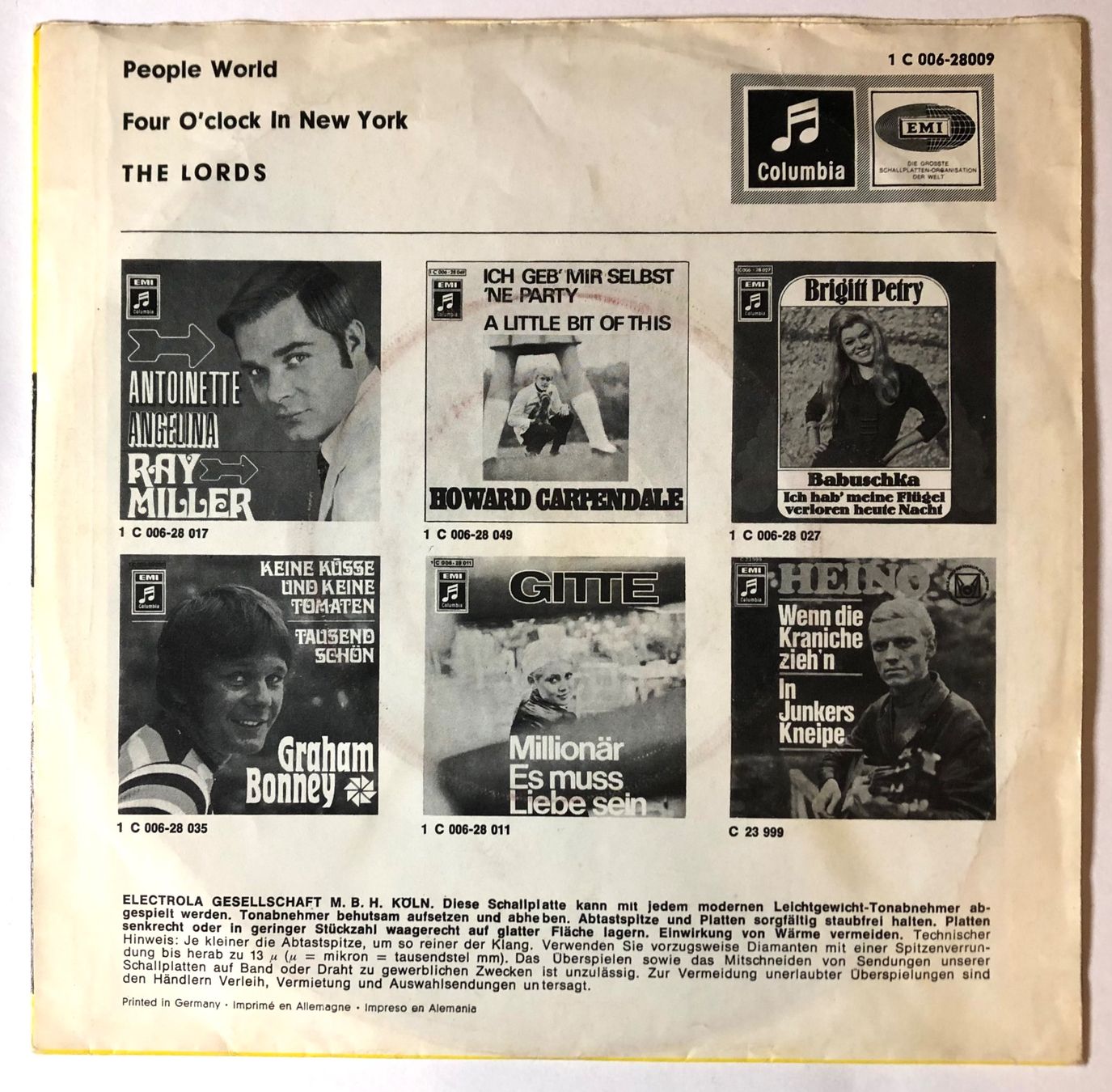 Dischi in vinile: THE LORDS - PEOPLE WORLD – Usato da Poliez-Pittet venduto da Newtown-Records 1