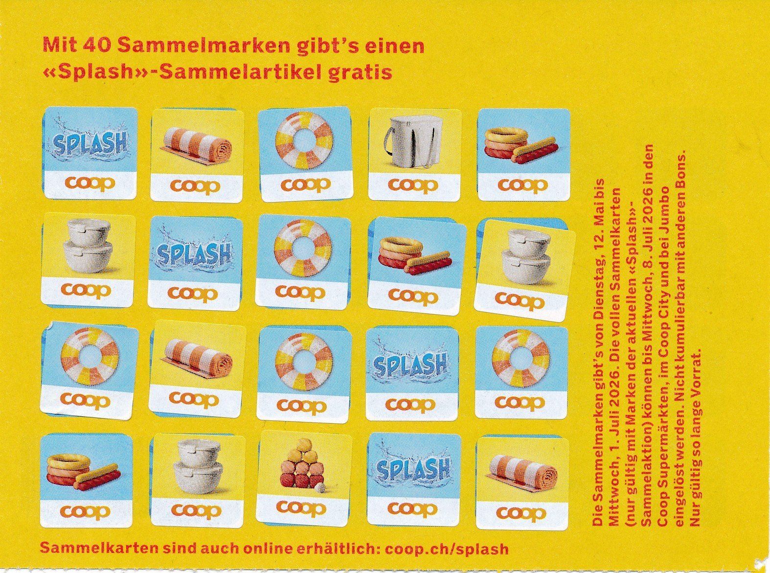 Coop Sammelmarken & -punkte: COOP Splash 3 volle Karten – Neu (gemäss Beschreibung) aus Zollikofen von inseli-10 1