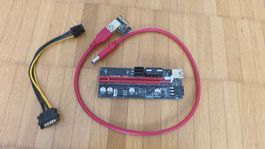 pciE Riser mit x16 auf USB-A Adapter und Sata Stromadapter