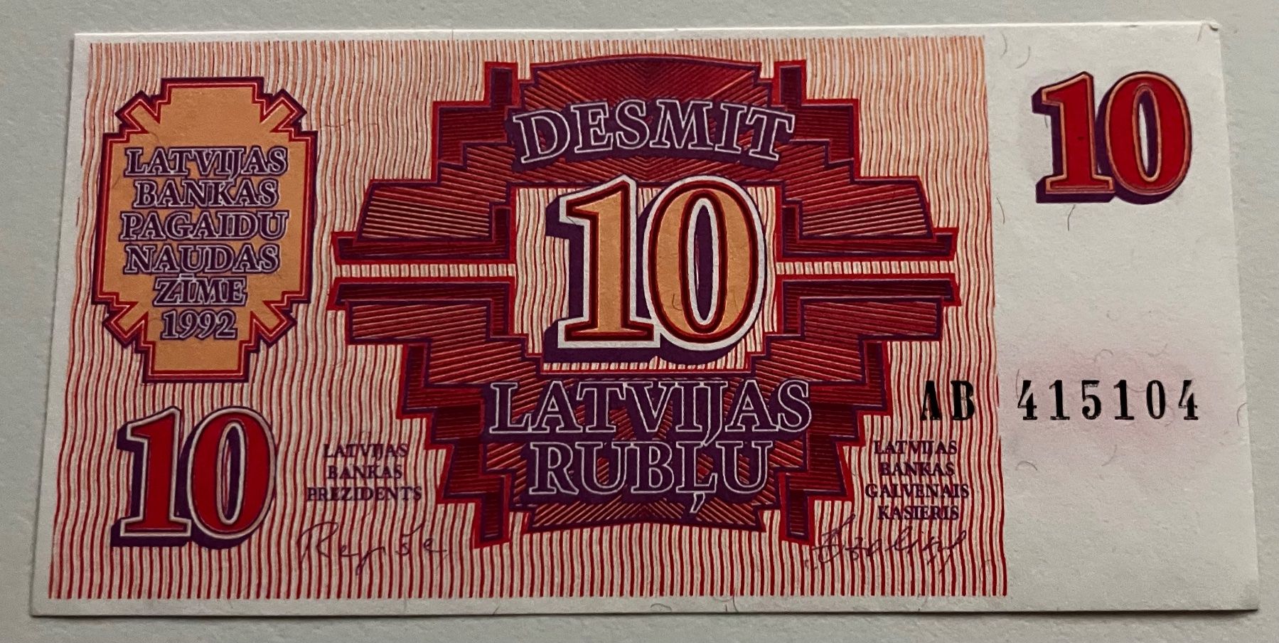 Banconote: Lettland 10 Rublu 1992 XF – Nuovo (secondo la descrizione) da Algetshausen venduto da Carrhard