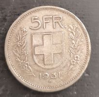 Schweizer 5 Franken Münze. Jahrgang 1931
