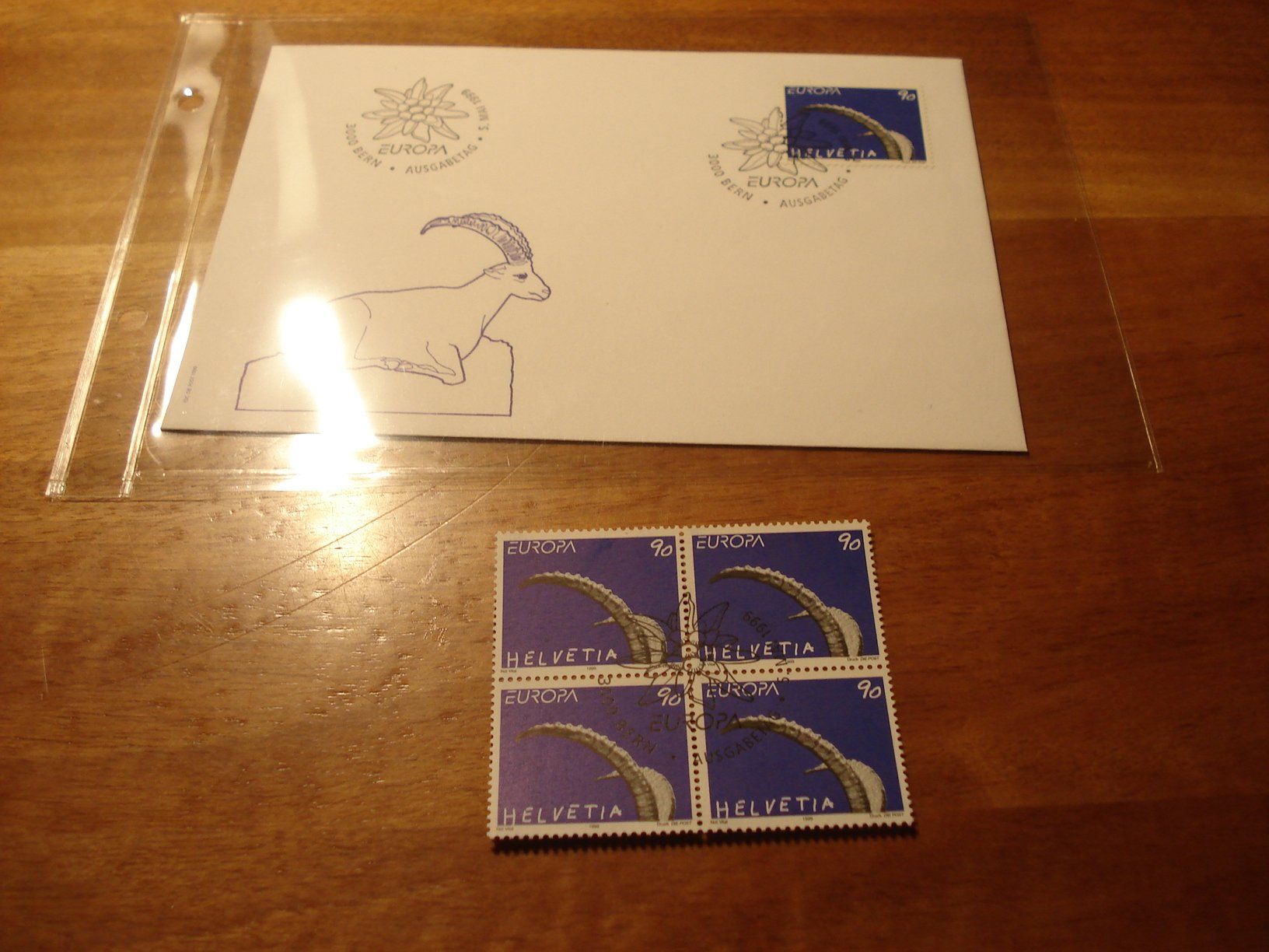 Tous les timbres: Europamarke Steinbock 1999, FDC + 4ererblock ET-o – D'occasion à Niederwil AG par morostahu 1