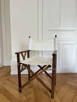 Fauteuil réalisateur bois et toile blanc pfister