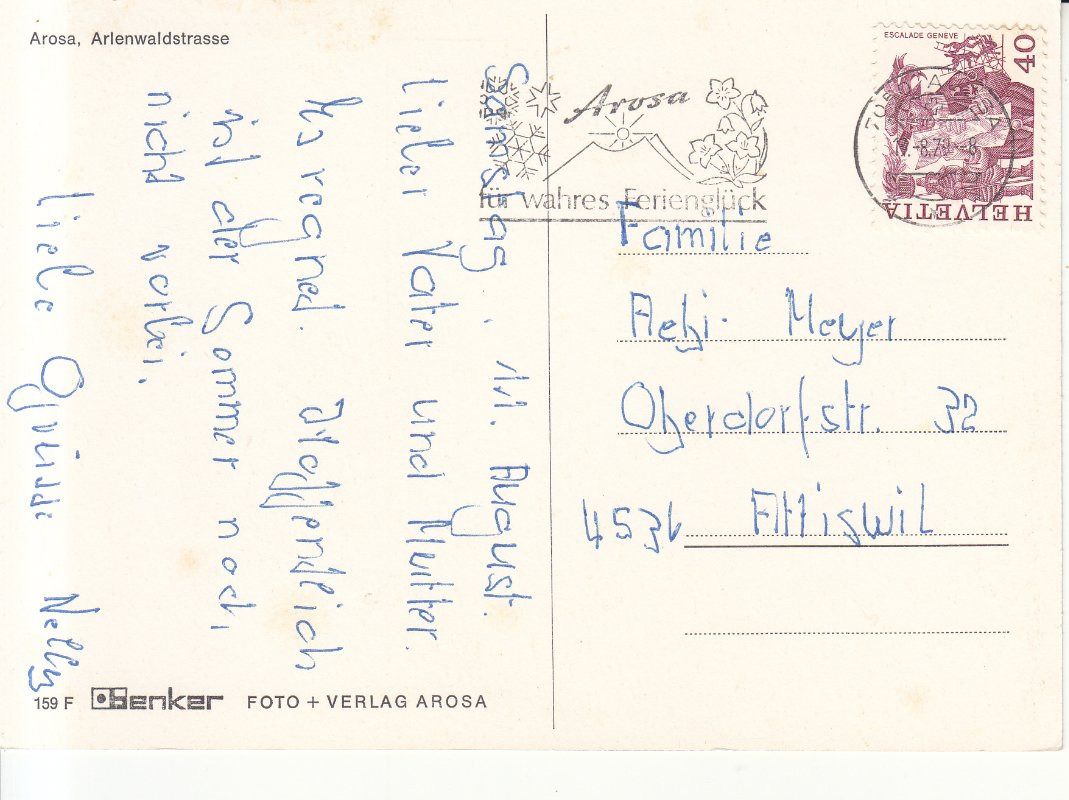 Cartoline postali: Arosa 1979 – Usato da Bürglen TG venduto da StampGraf 1