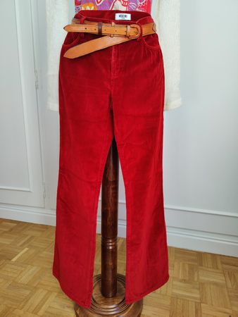 Vintage Moschino red velvet flared pants low waist