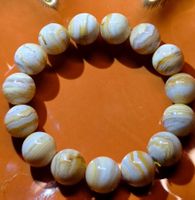 💛 Gelber mexikanischer Crazy Lace Achat – Kugelarmband A💛