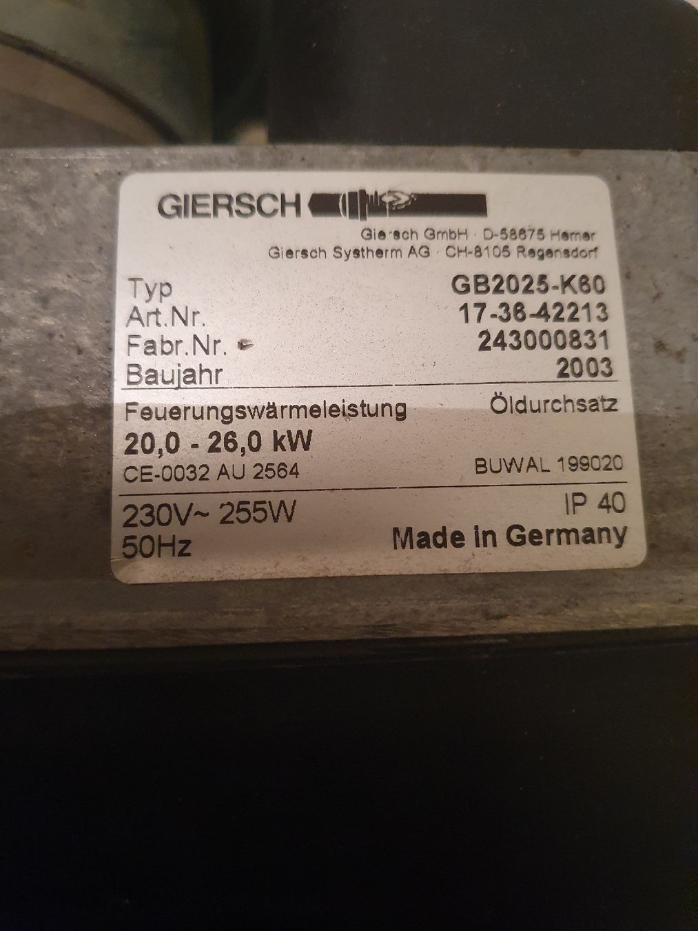 Radiateurs: Ölbrenner Giersch – D'occasion à Belp par Liacheyenne 1