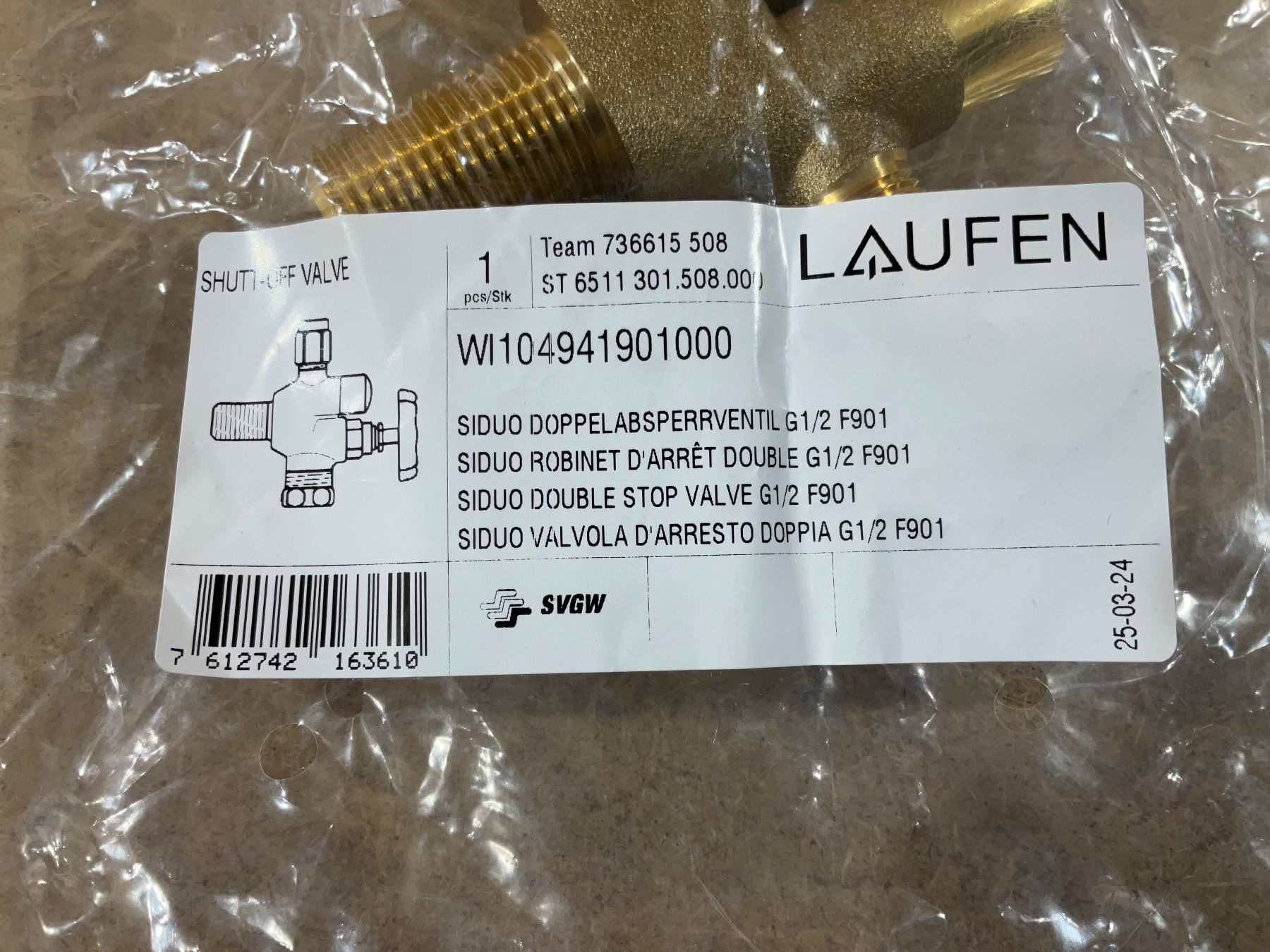 Laufen Armaturen: 374 Laufen SIDUO Doppelabsperrventil G1/2", Messing – Neu und originalverpackt aus Derendingen von Meisterstuecke 2