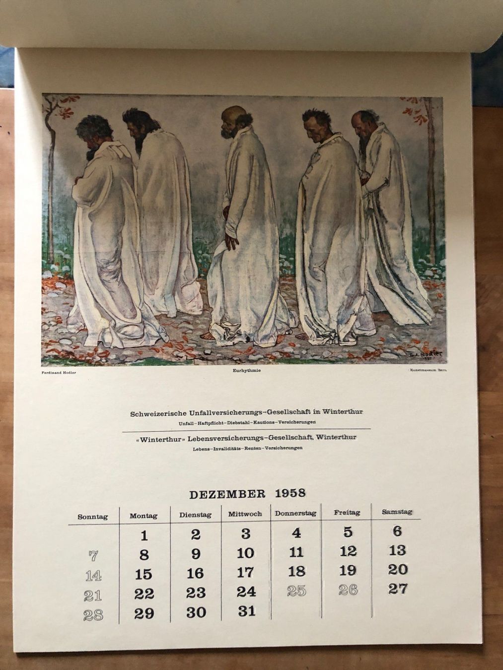 Calendari: Kalender Winterthur Versicherungen 1958 – Usato da Zürich venduto da allp 5