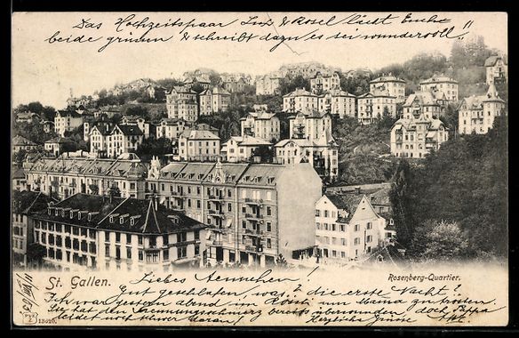 Cartoline postali: AK St. Gallen, Rosenberg-Quartier – Usato da Berlin venduto da bartko-reher
