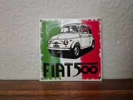 Emailschild Fiat 500 Werkstatt Service Logo Emaille Schild
