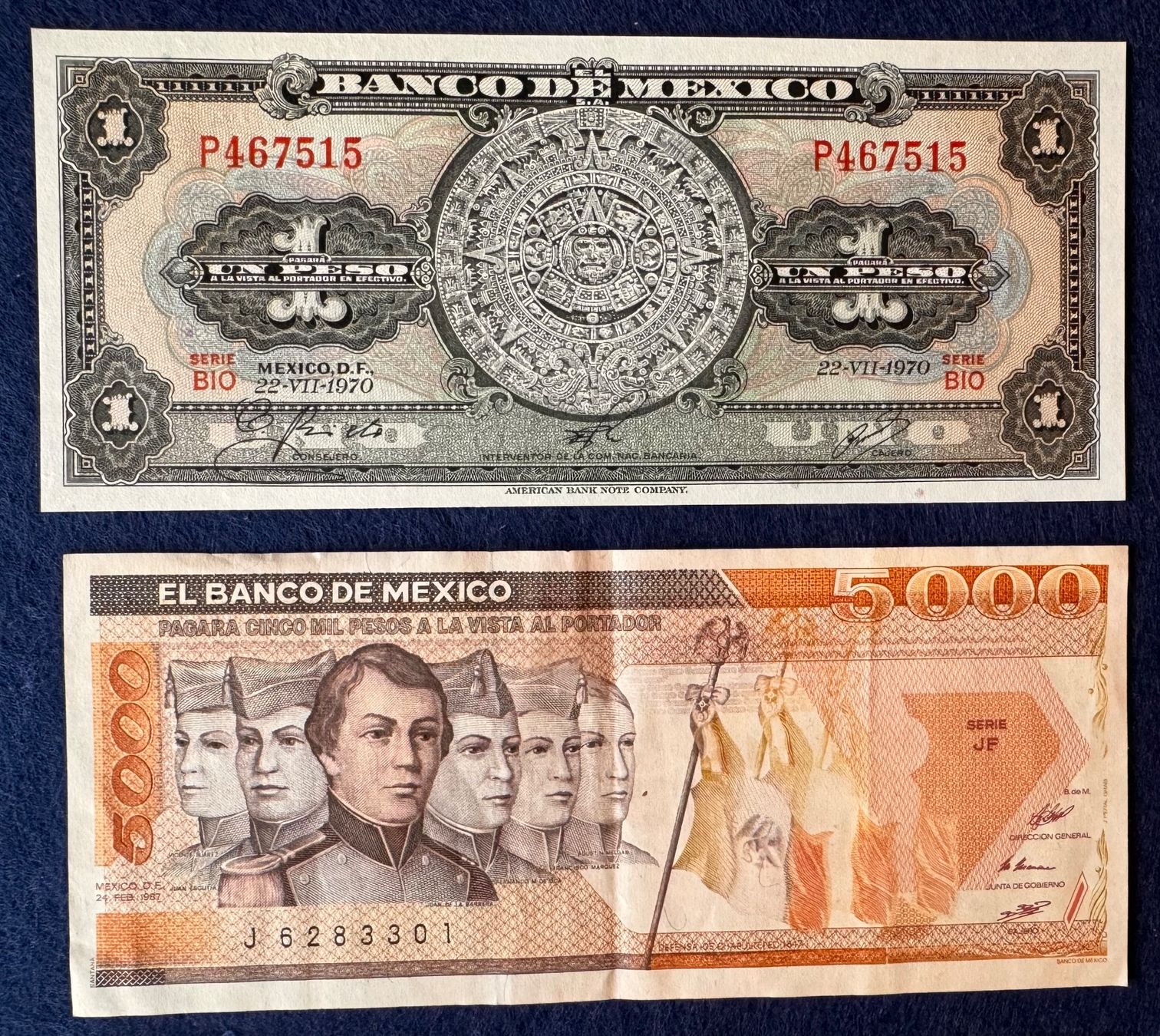 Banconote: 5 schöne Banknoten Mexico ab 1981 – Usato da Andwil SG venduto da Ariisa1234 1