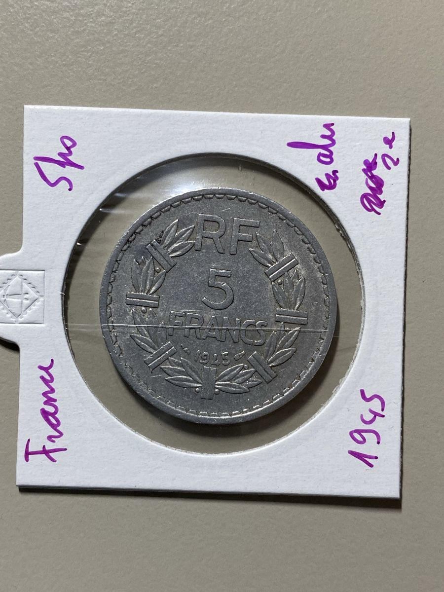 Toutes les monnaies: France - 5 francs - 1945 – D'occasion à Payerne par Mike1682