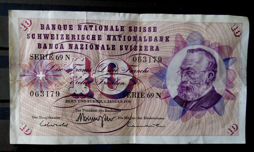 BILLET de BANQUE SUISSE - 10Frs 1970 - utilisé (D'occasion) à Lausanne ...