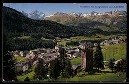 AK Pontresina, Mit Spagnolaturm und Julierkette