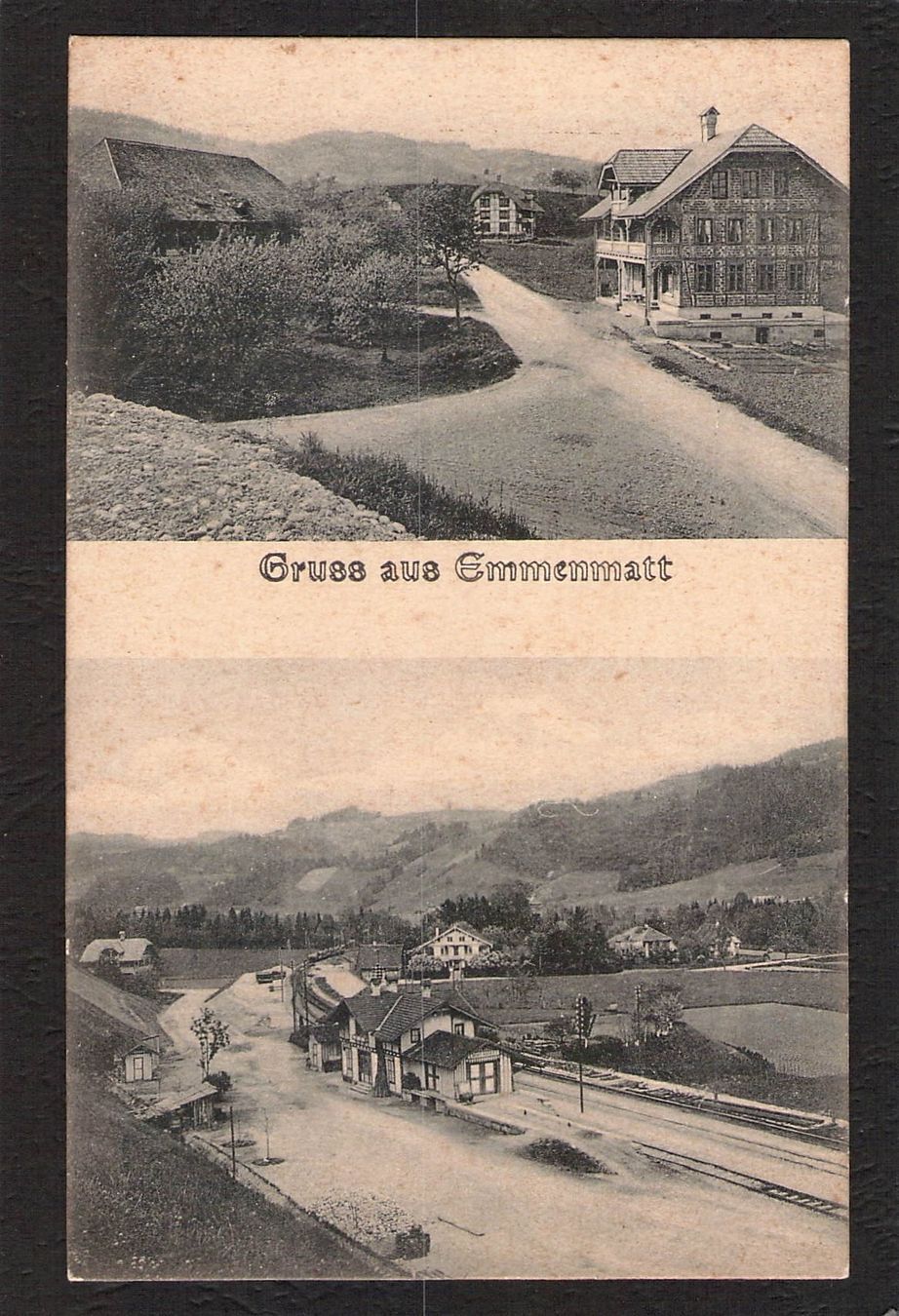 Cartoline postali: Gruss aus Emmenmatt , Bahnhof – Usato da Reichenburg venduto da Pipo-67