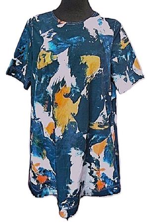 ca. Gr. 44 COS edles Kleid s.Masse  blau mit Muster Coton