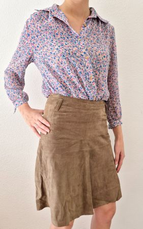 BLUSE VINTAGE M 38 VIOLETT BLAU , TOP ZU JEANS ROCK HOSE
