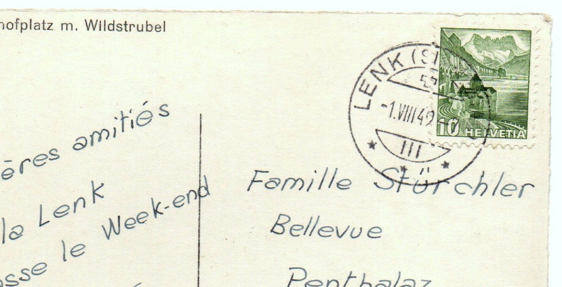 Cartoline postali: LENK i.S. Bahnhofplatz - Kiosk – Usato da Jona venduto da philajona 1
