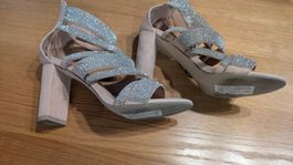 Sandales à talons roses avec strass, taille 38, élégantes