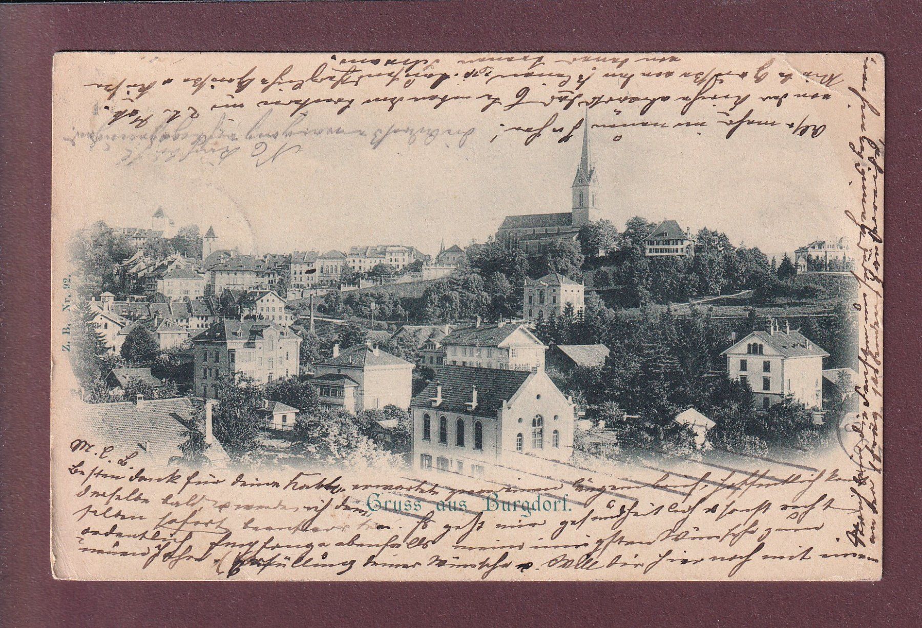 Ansichtskarten: Gruss aus BURGDORF - 1898 // Eckbug // – Gebraucht aus Pully von nicecards