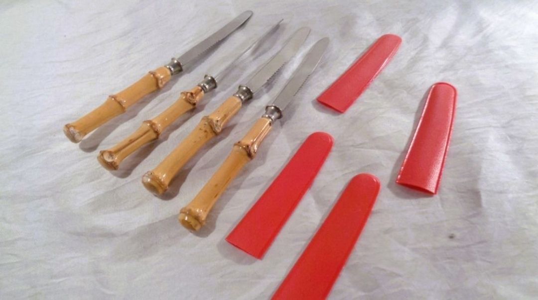 Solingen Besteck: 4 Obstmesser vintage mit Bambou-Griff – Gebraucht aus Sierre von Dondiego02 1