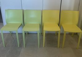 4x PHILIPPE STARCK Stolar "Slick-Slick" Stühle gelb / grün